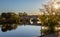 Panoramic View of Zamora roman bridge called just before sunset