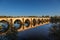 Panoramic View of Zamora roman bridge called just before sunset