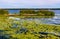 Panoramic view of Zegrzynskie Reservoir Lake and Narew river with abandoned molo in Zegrze resort town near Warsaw, Poland