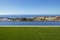 Panoramic views from an infinity swimming pool edge over La Caleta, Tenerife, Canary Islands, Spain