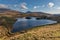 Panoramic views of Llyn y Dywarchen, and Snowdon in the Snowdonia National Park, Wales