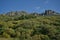 Panoramic views in a rural environment, mountain landscape with many trees and blue sky. ValdeÃ³n viewpoint, Picos de Europa,