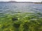 Panoramic views of sea, the mountains on Liani Ammos beach in Halkida, Greece on a Sunny summer day  the island of Evia