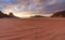 Panoramic Wadi Rum desert landscape in Jordan, in the morning with sunrise