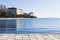 Panoramic waterside shot of the famous Sea Organ in  Zadar Croatia