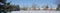 Panoramic web banner of the public park in a residential district.  Tranquillity scene of a panoramic view of the park