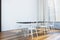 Panoramic white dining room corner, table