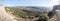 Panoramic wiew of the nearby valley from the wall in Nimrod Fortress located in Upper Galilee in northern Israel on the border wit