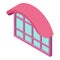 Panoramic window icon isometric vector. External panoramic window with canopy