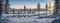 Panoramic Winter landscape. Beautiful Christmas morning outdoors.AI generate