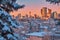 Panoramic Winter Sunrise Over Downtown Calgary