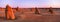 Panoramic XPan sunset over the Pinnacles weathered limestone pillars near Cervantes, Western Australia
