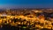 Panoramica aerial view of Zaragoza`s skyline from the tower of the Basilica del Pilar at sunset