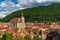 Panorana of the old city center of Brasov and Tampa Mountain, Romania