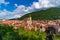 Panorana of the old city center of Brasov and Tampa Mountain, Romania