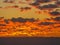 Panoranic sunrise orange color sky with dramatic clouds