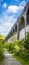 A panorma view southward along the path beside the Conisbrough Viaduct at Conisbrough, Yorkshire, UK