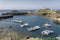 Panormaic view of Tapia of Casariego nautical harbour, Asturias, Spain