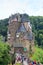 Panoroma with medieval Eltz Castle in the hills above the Moselle, Germany