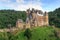 Panoroma with medieval Eltz Castle in the hills above the Moselle, Germany