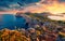 Panotamic view of Caccia cape. Astonishing spring sunrise on Sardinia island, Italy, Europe. Attractive morning seascape of Medite