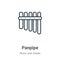Panpipe outline vector icon. Thin line black panpipe icon, flat vector simple element illustration from editable music concept