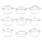 Pans pots collection vector illustration on white background