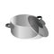 Pans and pots realistic set with frying pan saucepan and bowl vector illustration.