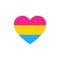 Pansexual pride flag heart, LGBTQ community flag, vector color illustration