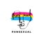 Pansexual pride grunge style flag and abstract human face line art. Gay and lesbian, icon symbol or logo
