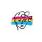 Pansexual pride grunge style flag and abstract human face line art. Gay and lesbian, icon symbol or logo