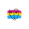 Pansexual pride grunge style flag and abstract human face line art. Gay and lesbian, icon symbol or logo. Design element for