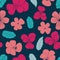 Pansies and Leaves vector seamless pattern