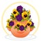 Pansies in a Strawberry Jar