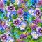 Pansy flowers pattern 2023 watercolor Hand Drawn Illustration floral wallpaper Viola Tricolor Garden Beautiful Decoration