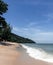 Pantai Pasir Panjang Long Sand Beach in a sunny day at Penang Island, Malaysia