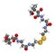 Pantethine (dimeric vitamin B5) molecule. 3D rendering.  Used in dietary supplements. Atoms are represented as spheres with