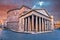 Pantheon ancient landmark in eternal city of Rome dramatic sky view, Eternal city of Rome