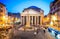 Pantheon at evening in Rome, Italy, Europe. Ancient Roman architecture and landmark