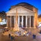 Pantheon at evening in Rome, Italy, Europe. Ancient Roman architecture and landmark