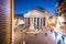 Pantheon at evening in Rome, Italy, Europe. Ancient Roman architecture and landmark