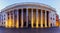 Pantheon, former Roman temple of all gods, now a church, and Fountain with obelisk at Piazza della Rotonda. Rome, Italy