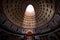 The Pantheon, Rome, Italy. Light shining through an oculus in the ceiling