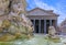 The Pantheon in Rome, Italy: view of the exterior with the colonnaded portico.