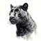 Panther. An artistic, schematic black-and-white portrait of a panther Generative AI