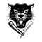 Panther head with barber razor. Design element for logo, label, sign, emblem.