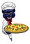 Panther Pizza Chef Cartoon Restaurant Mascot Sign