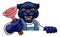 Panther Plumber Cartoon Mascot Holding Plunger