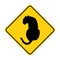 Panther silhouette animal traffic sign yellow vector