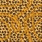 Panther skin with gold chains seamless pattern. Puma yellow spots with black jaguar scheme.